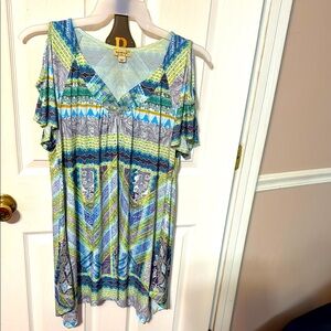One World live and let live ladies asymmetrical blouse; size: XL